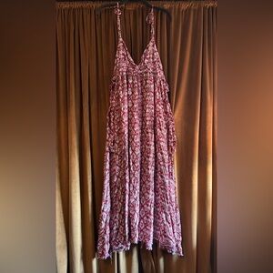 Skylar+Madison Size L Red and White Halter Sundress Boho Beach
